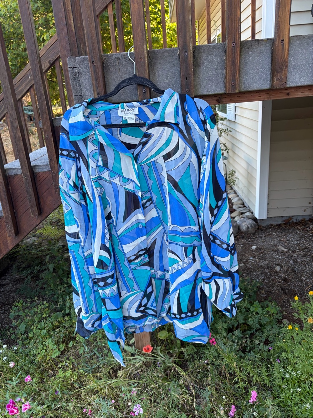 100% Silk vintage 3X retro blouse